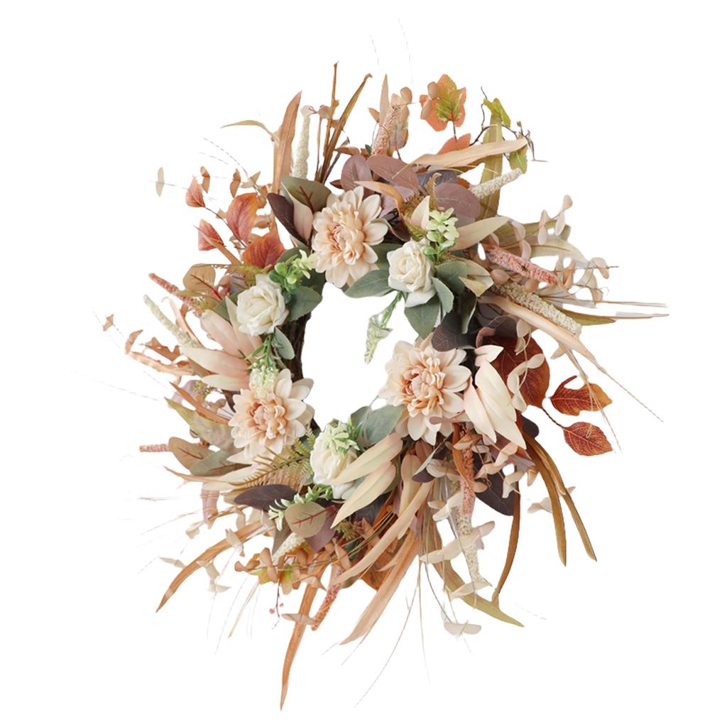 Lifelike Silk Flower Wreath with Foliage Charming Artificial Flower Wreath Adornment for Festive Celebrations or Events