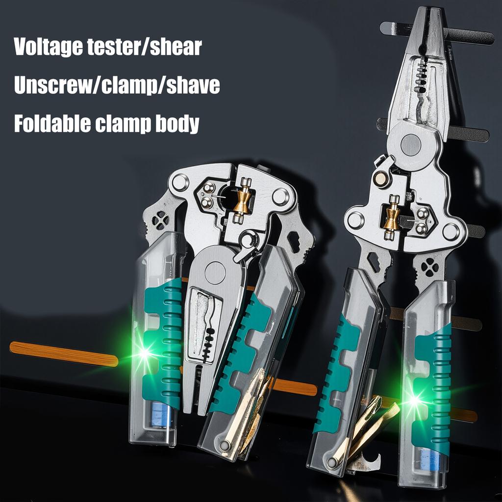 9 IN 1 Foldable Wire Stripper with Electricity Measurement Plier for Cutting Pulling Wires Cable Electrician Scissors
