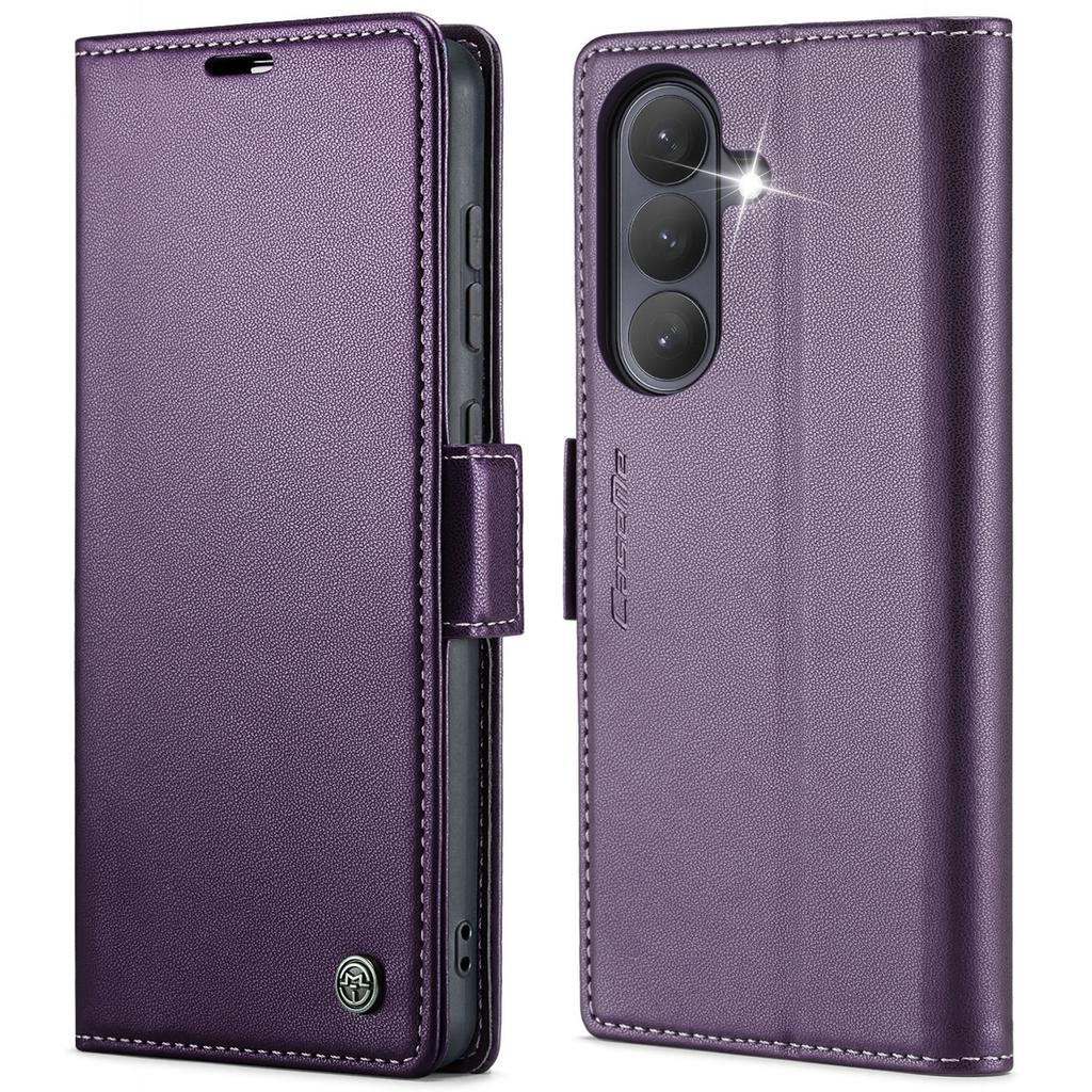 For Samsung Galaxy A57 5G Case CASEME 023 Series RFID Blocking Wallet Stand Glossy Litchi Texture Leather Phone Cover