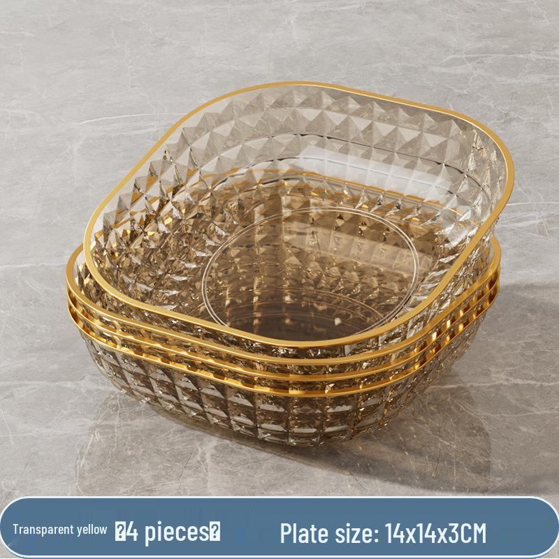 Transparent Gold Rim Fish Bone Dish Holder Set, Easy To Clean, Multipurpose for Living Room