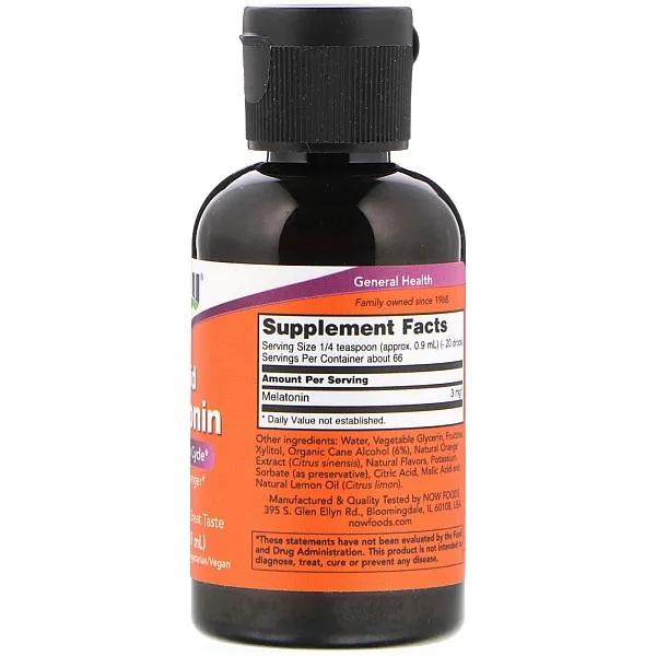 Now Foods LIQUID MELATONIN 3 Mg. Vanilla Flavor, 59 Ml