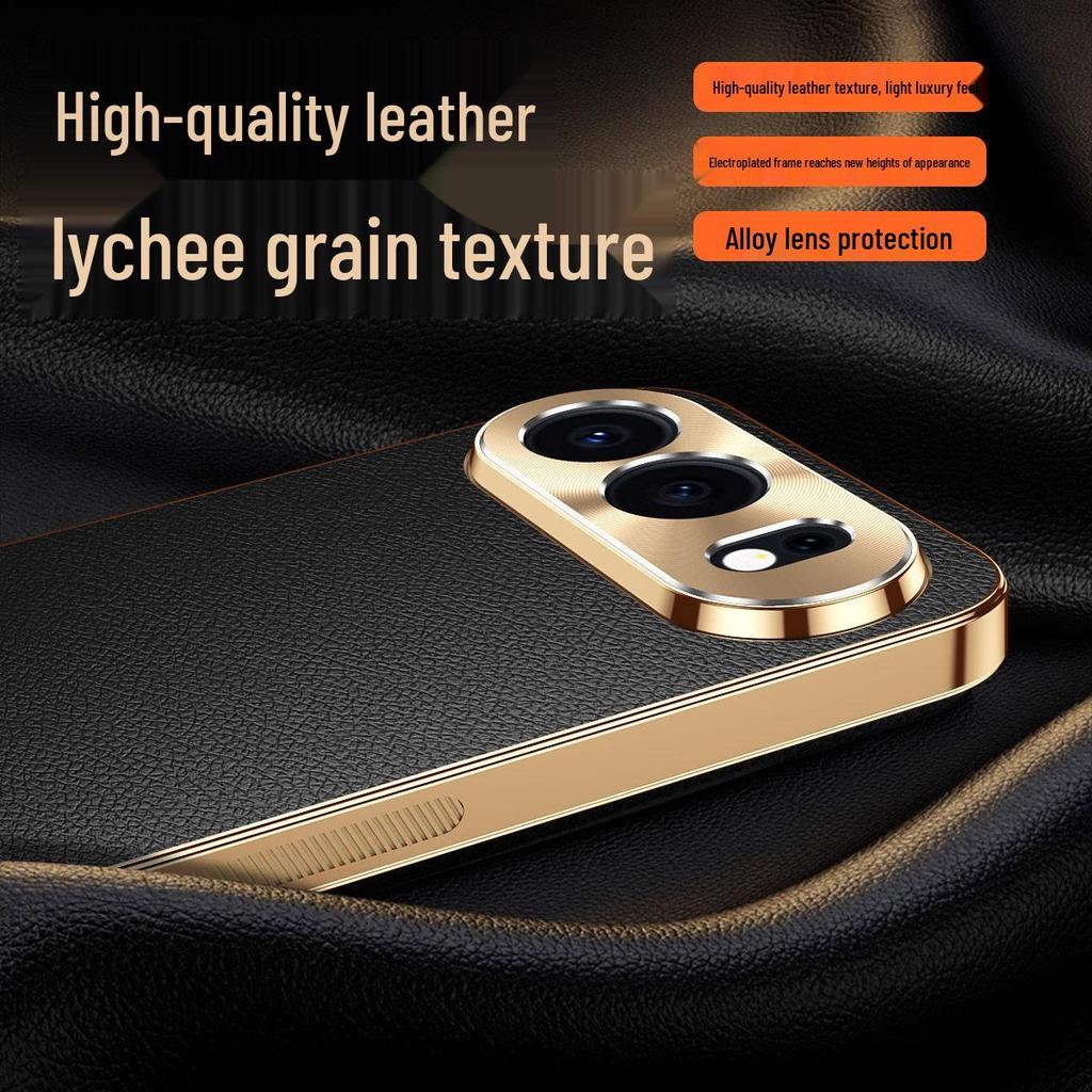 Compatible with Honor 500 & Honor 400: Electroplated Lychee Leather Texture Drop-Proof Case with Soft Edges for Men & Women.