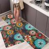1 Adet Yorgunluk Önleyici Mutfak Halıları, Çiçek Desenli Su Geçirmez Kaymaz Kalın Yastıklı Mutfak Matı Ağır Hizmet Tipi Konforlu Ayakta Duran Mat Mutfak için