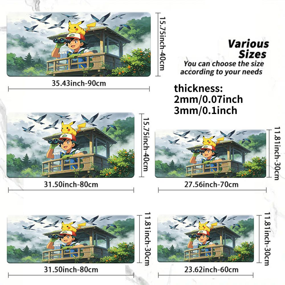 Watercolor Bamboo Forest Birds Butterflies TCG Playmat with NonSlip Rubber Base 30x80x0.2cm