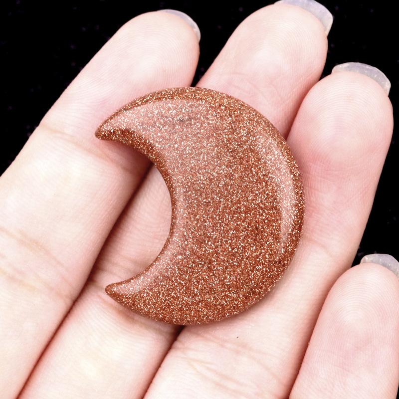 1pc Moon Shaped Worry Stones Natural Carved Gemstones Chakra Balancing Reiki Healing Crystals Home Decor Gifts