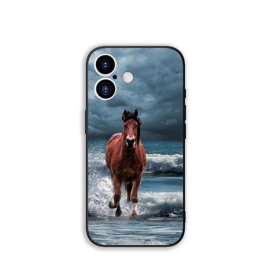 Cover Running Wild Horse Black for Motorola Moto G04 G13 G14 G22 G23 G20 G32 G34 G35 G64 G82 G84 G53 G60 G72 E14 E15 E13 Case
