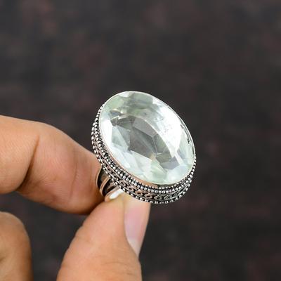 Faceted White Topaz Ring Unique Gemstone Ring 925 Sterling Silver Ring Handmade Stylish Jewelry Vintage Ring For Gift