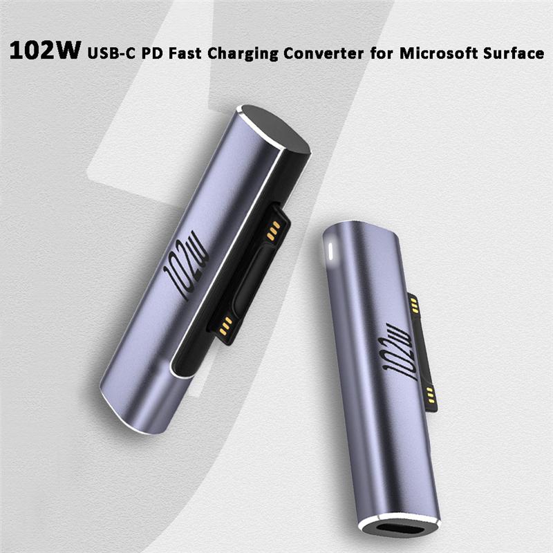 

102W Type-C Female to Surface Charge Adapter USB-C PD Fast Charging Converter for Microsoft Surface As Shown A