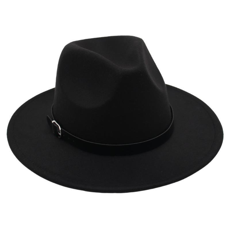 Nostalgiczny Cylinder Kapelusz Jazzowy Studio Klamra do Paska Męska i Damska Kapelusz Filcowy Model Cienia Kapelusz Wełniany Styl Hepburn