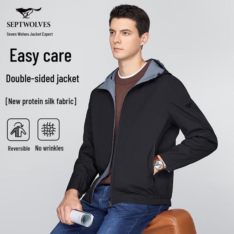 

Septwolves Men s Hooded Reversible Water-Resistant Jacket 3XL