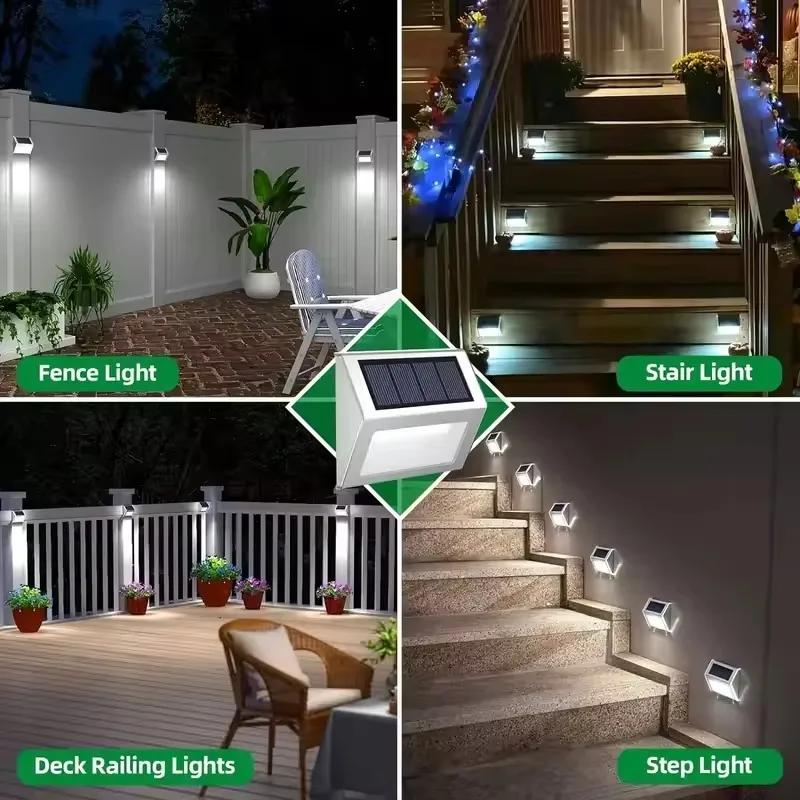 1-8PCS Solar Stainless Steel Step Light Waterproof Anti-corrosion and Environmental Protection Wall Light for Garden Fence Wall