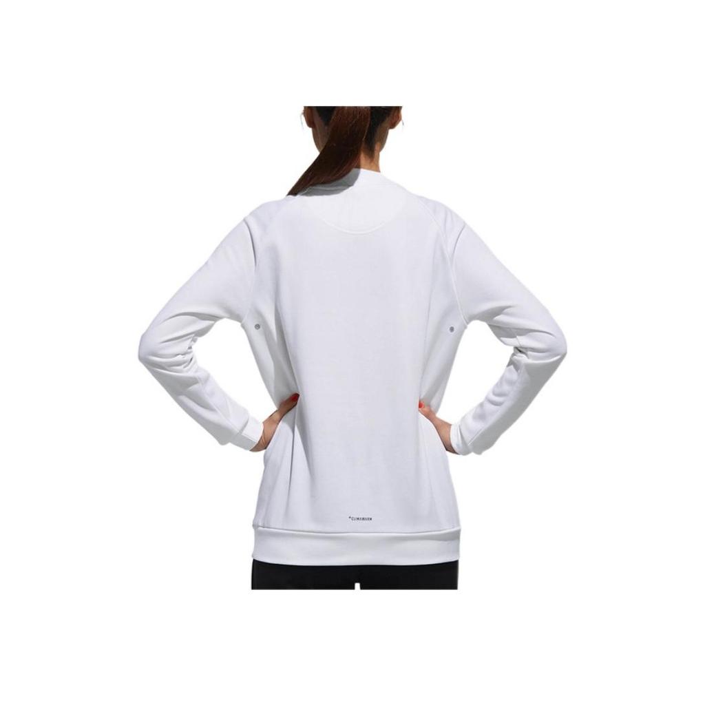 adidas Contrast Logo Print Crew Neck Sweatshirt Women Tops White DX0660