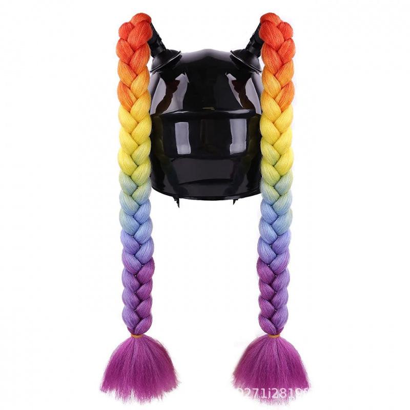 Motorcycle Helmet Dreadlock Braid Decor, 60cm Suction Cup for Delivery Riders
