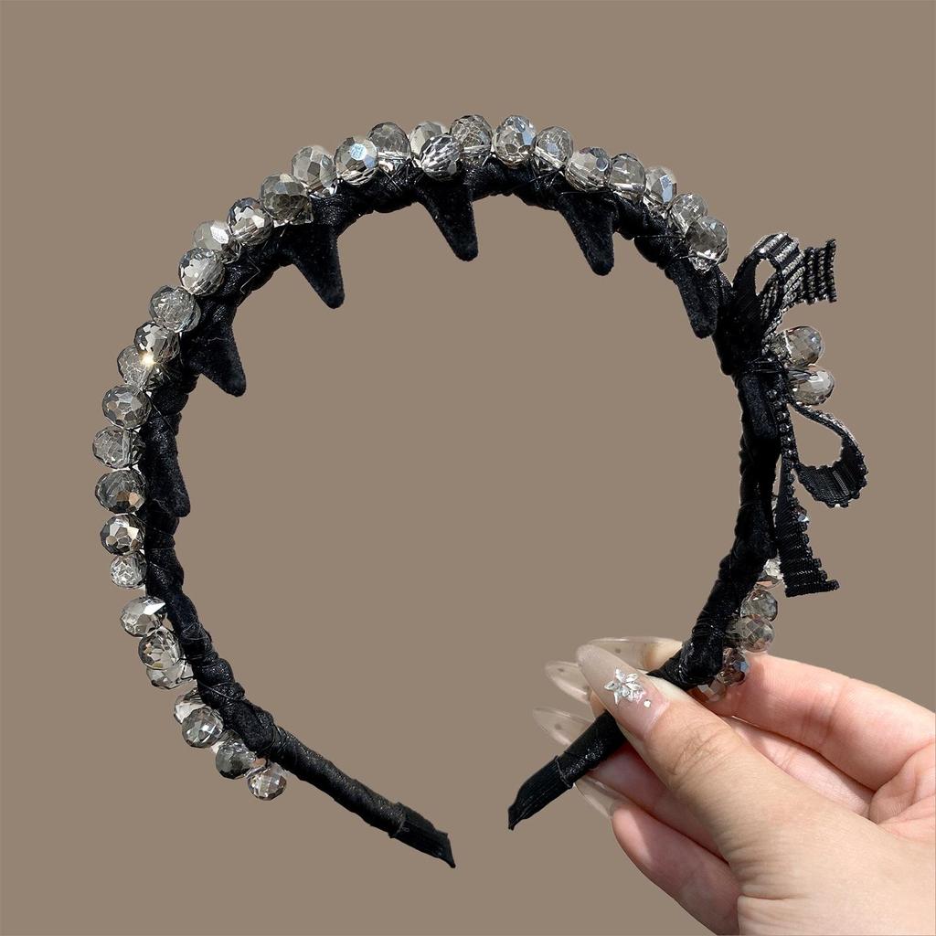 Original Star Dai Lu Crystal Bow Wave Women's Headband - High-End Display Teeth & Small Face Design