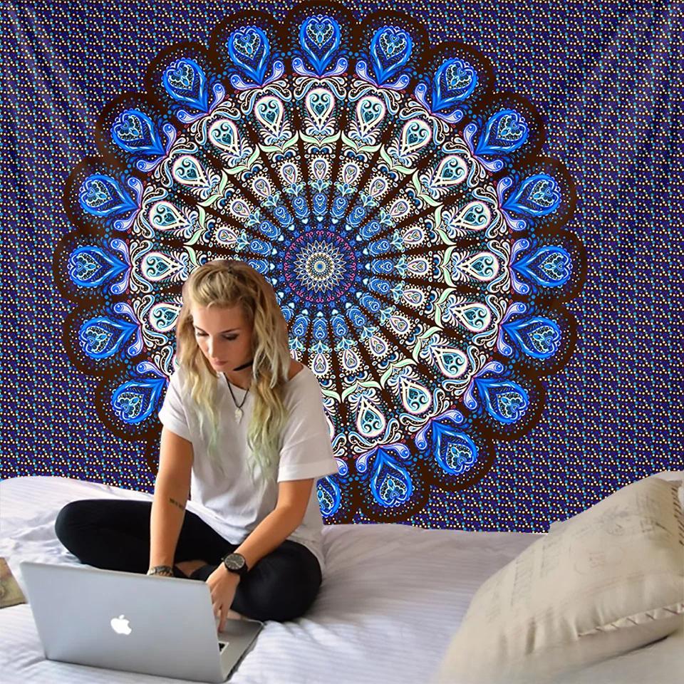 Mandala Tapestry Wall Hanging Boho Decor Wall Cloth Tapestries Psychedelic Hippie Night Moon Tapestry Mandala Wall Carpet