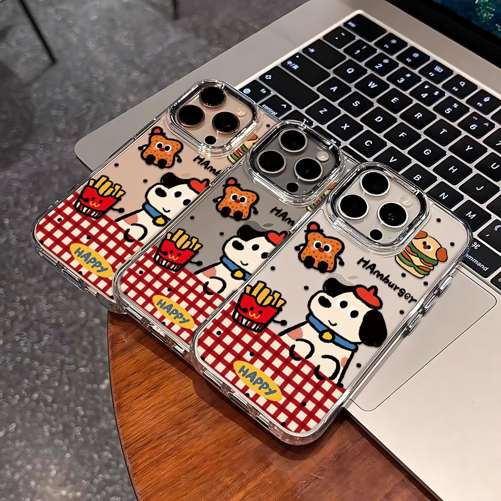 Cute Pacha Dog Burger Phone Case For Iphone 17 17E 16E 11 Plus 12 Pro Max 15 13 16 14 Ultra Comfort Grip Shockproof Shell Coque