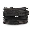 Handmade Vintage Multilayer Men Leaf Leather Bracelet Braided  Star Knot Leaf Rope Wood Beads Wrap Bracelets & Bangles Male Gift
