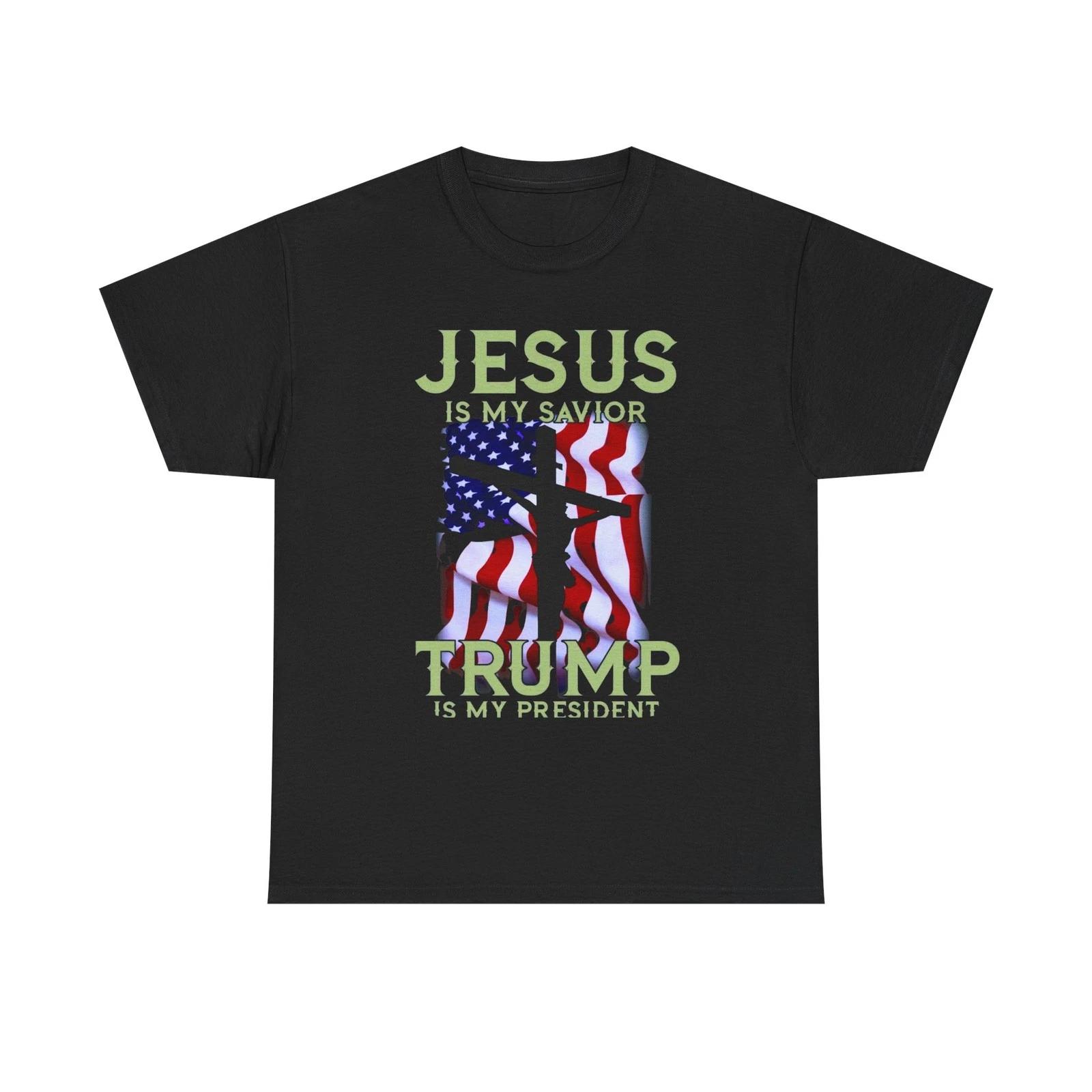 Jesus Is My Savior Trump Is My President Patriotic Cristian Shirt L