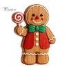 Unique Holiday Tabletop Gifts Christmas Gingerbread Man Ornament, Hand Painted Vintage Wooden Retro Style Ornaments Figurine, Rustic Decor for
