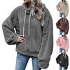 Women's Fashion Leisure Solid Color Long Sleeve Pullover With Drawstring Plush Coat Top