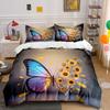 Butterfly Sunflower Art Decor Set Bedding Set with 1 Duvet Cover 2 Pillowcases Single Double King Queen, Gift