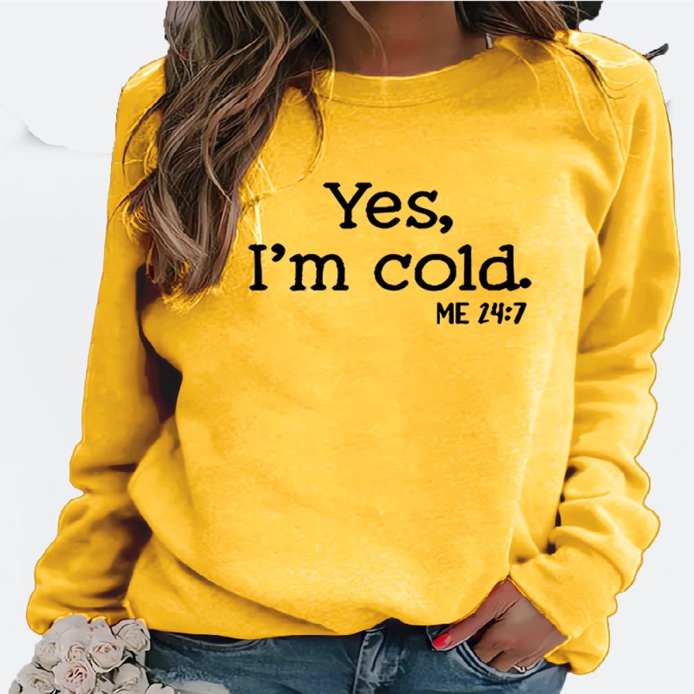 Women's Fashion Casual Fleece Hoodie Round Neck YES IM COID Printed Hoodie Boom Sweatshirt Streetwear Women Clothes Tops