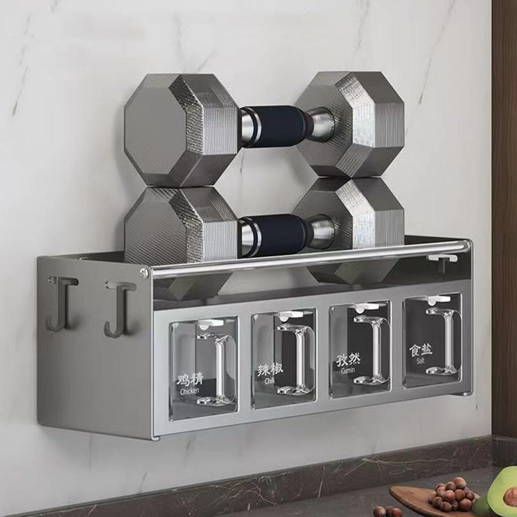 4 Compartment Seasoning Rack Multi Functional Wall Mounted Condiment Storage Rack for Home