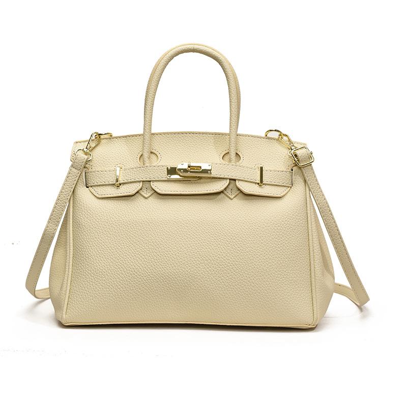 New High-end Bag, Lychee Pattern Lock, Platinum Bag, Portable Shoulder Messenger Trendy Women's Bag