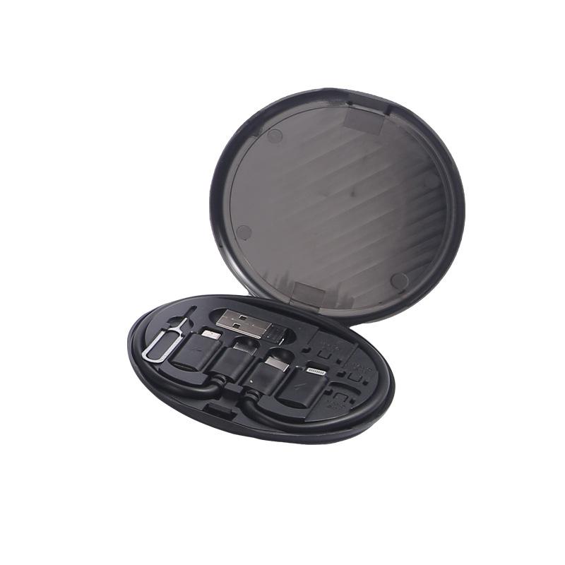 Cavo di ricarica rapida da 60 W Cavo dati USB 3 in 1 con scatola di archiviazione Adattatore di ricarica multi USB compatibile con Type-C Lightning