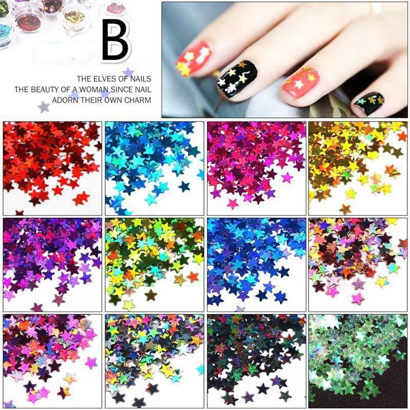 

12 шт./набор DIY Star Moon Butterfly Phantom Nail Sequin Decoration Set Nail Art Decoration Sequin Accessories Ongles B