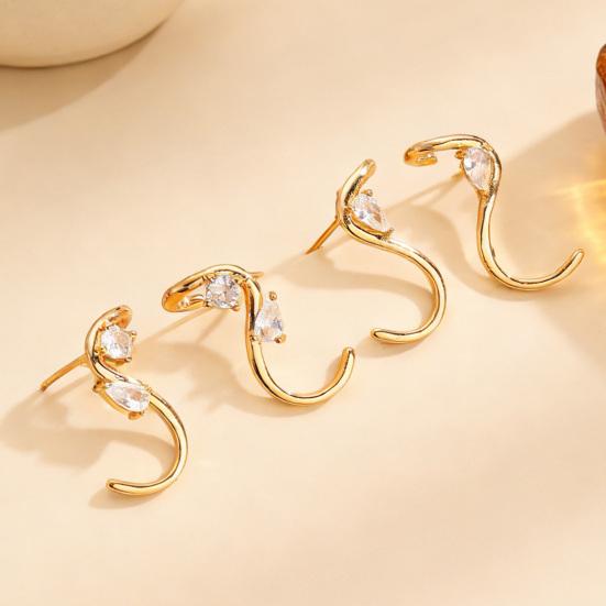Earrings for Women S-Shape Cubic Zirconia Stud Earrings Jewelry Gift for Her On Valentine's Day Birthday Party