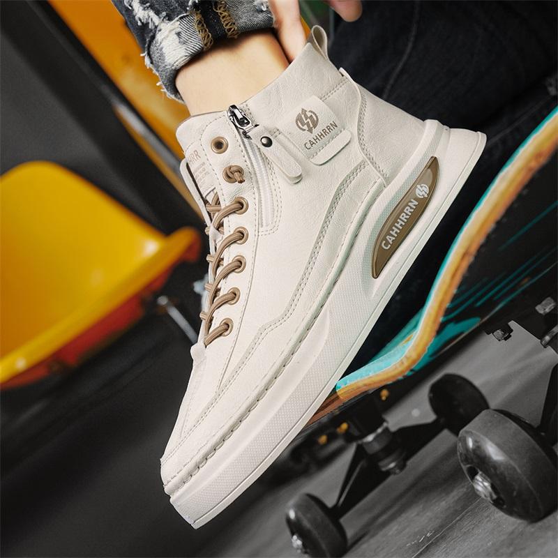 Men's Shoes New Autumn and Winter Breathable Men's Casual Leather Shoes Sports Work Board Shoes Internet Celebrity White Tide Shoes