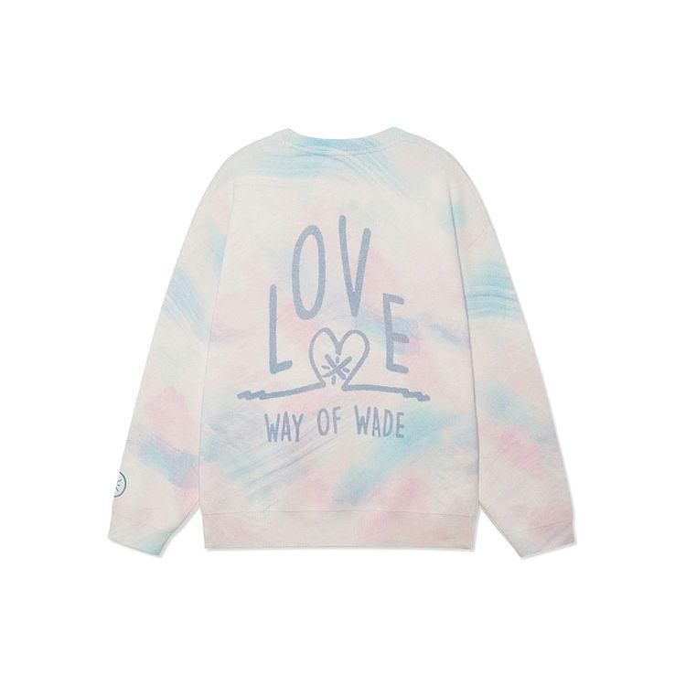 Li-Ning Wade Series Cotton Candy Letter Print Tie-Dye Crewneck Sweatshirt Unisex Sweatshirt White AMBR103-1