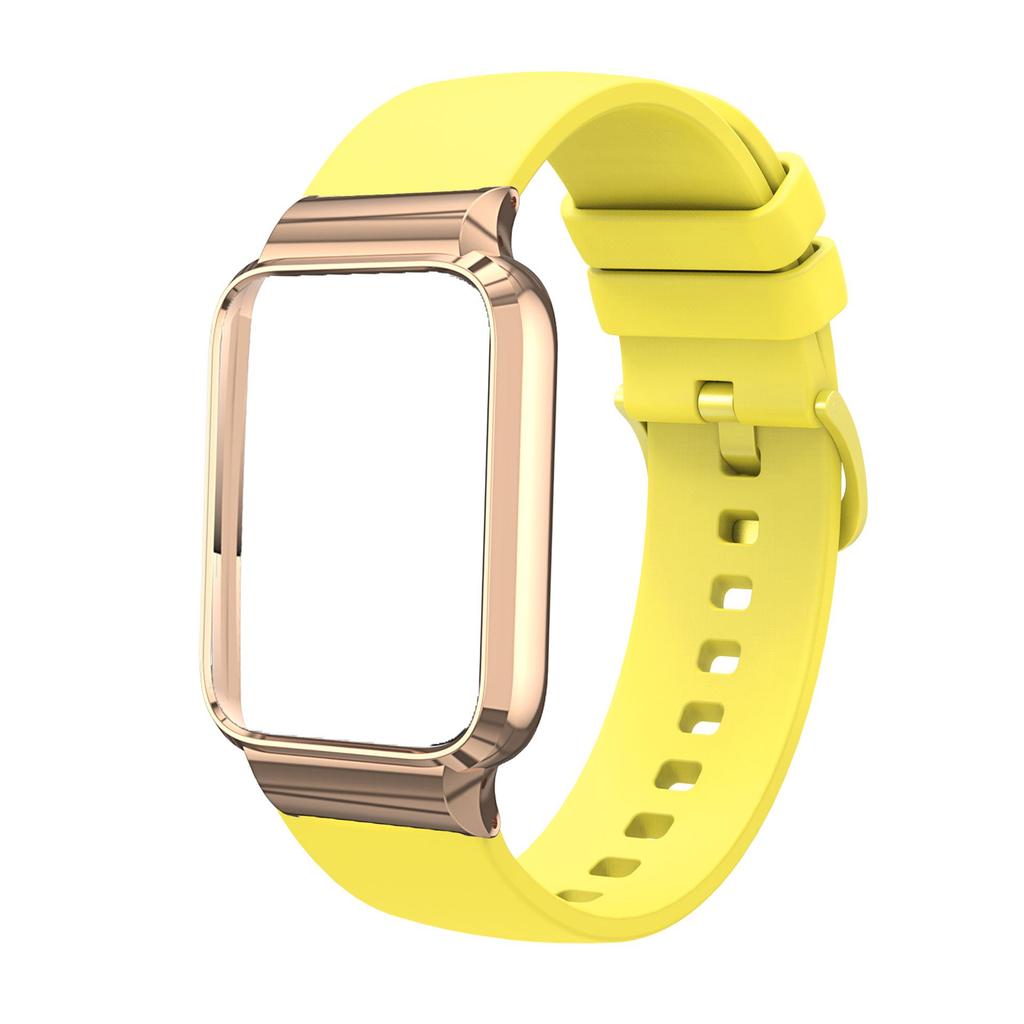 Compatible with Xiaomi Band 10 Pro Metal Frame: Standard Version Silicone Watch Strap with Flat Buckle in Matching Color.
