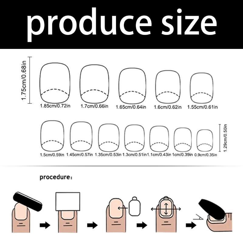 24 Pcs White French Tip Press On Nail Short Square False Nail Sweet Bows Acrylic Nail Glossy Full Cover Stick on Nail