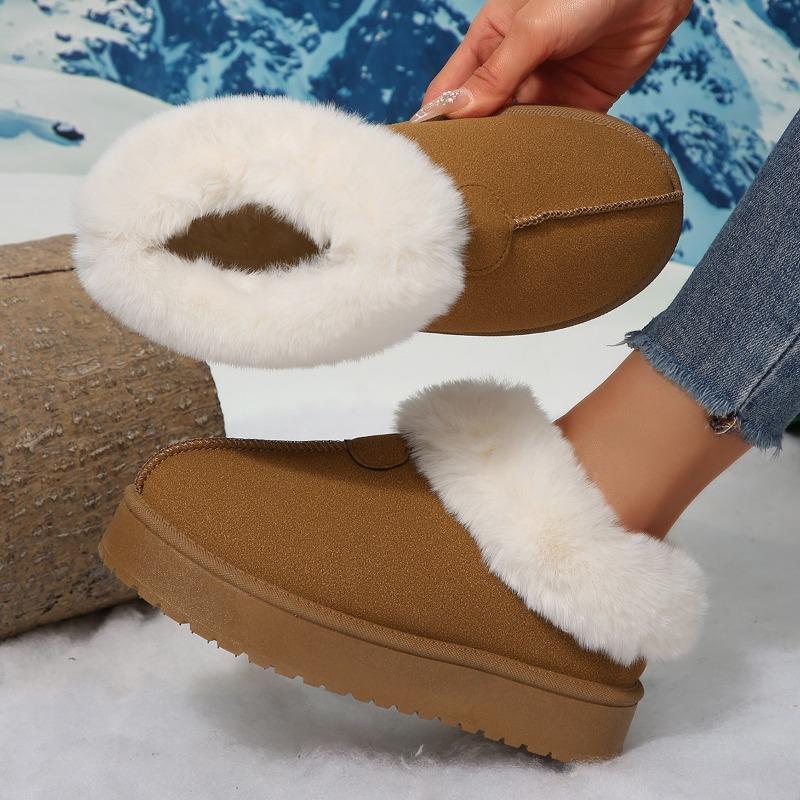 New Cotton Slippers Round Toe Suede Warm Outside Platform Fleece Thickened Lightweight Anti-slip Snow Boots