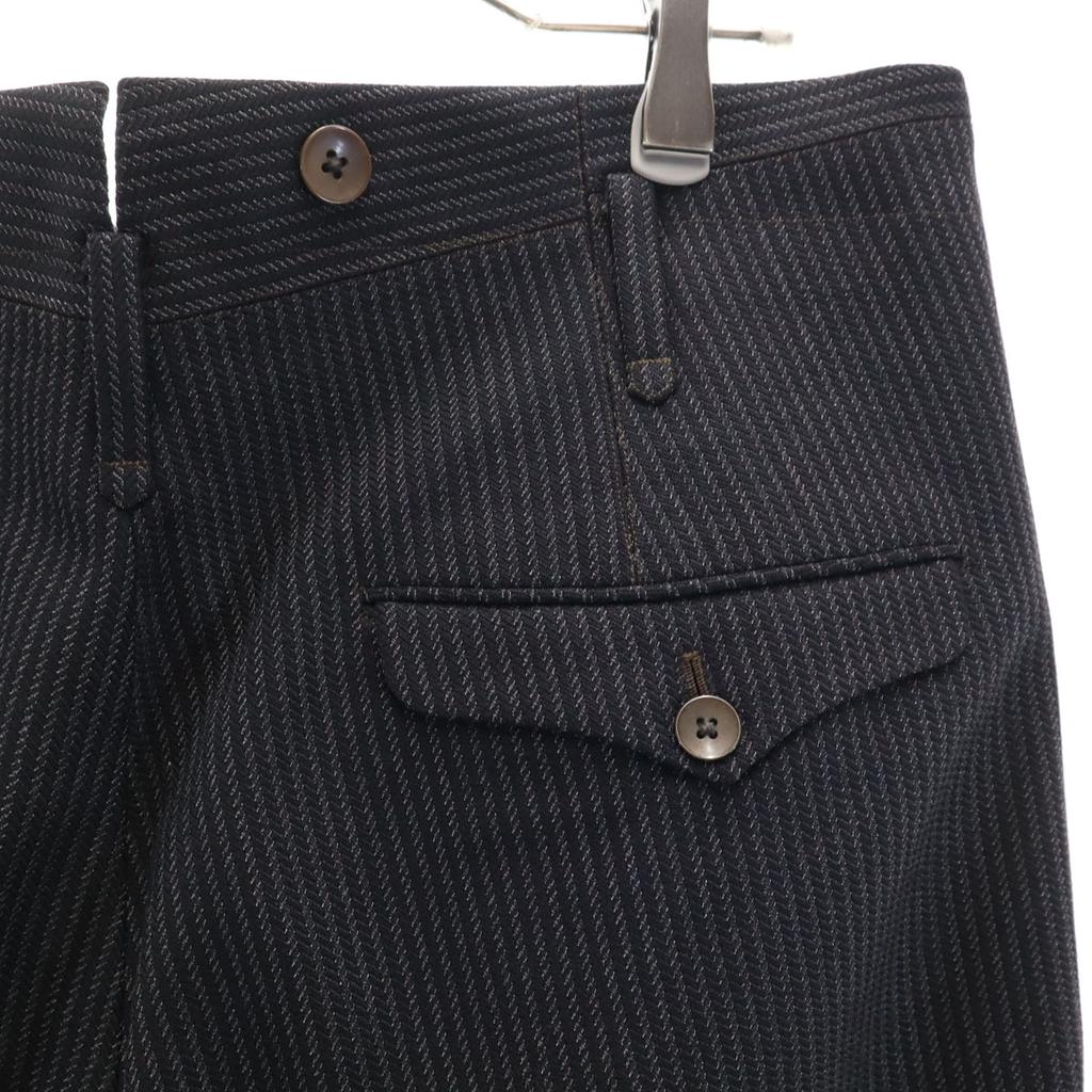 60s Vintage Striped Pattern Slacks Pants Black Series Button Fly Men's Used