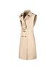 Women's Sleeveless Double-Breasted Trench Coat - Lapel, Belted, Polyester Outerwear, Casual Style