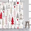 Blue Christmas Tree Shower Curtain Winter Snowflake Pine Trees New Year Christmas Bath Curtains Fabric Bathroom Decor With Hooks