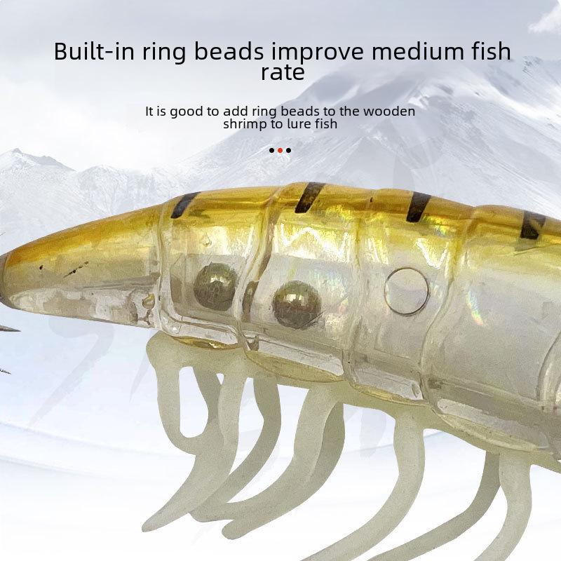 Luminous Wooden Shrimp Squid Hook with Beads and Soft Foot Lure for Sea Fishing and Lobster Bait