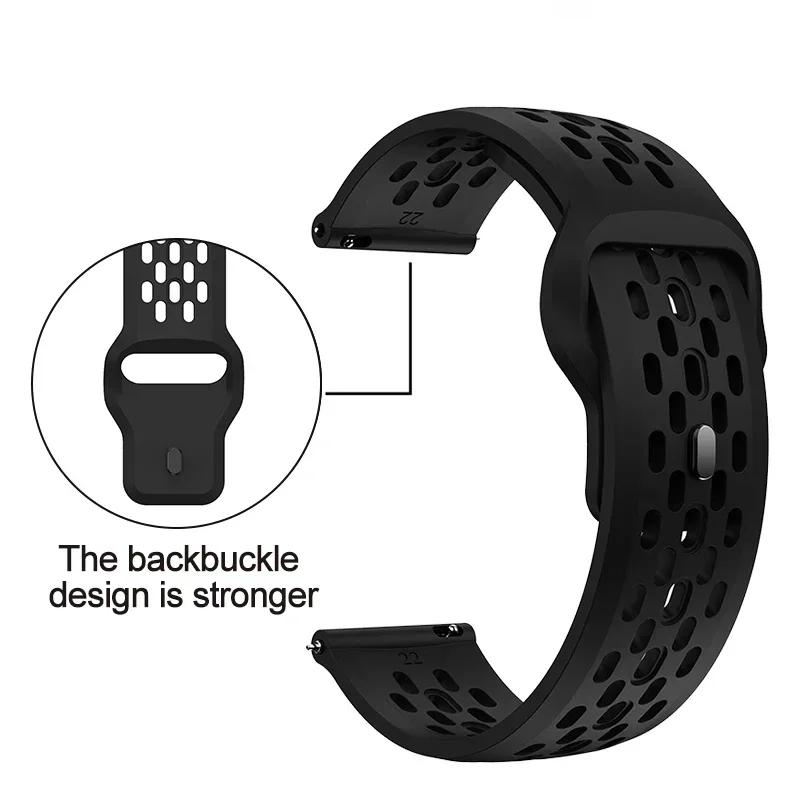 22 mm kvėpuojantis silikoninis dirželis Amazfit Bip 6 5 5 Unity/GTR 2 3 4 sportinei apyrankei Amazfit Stratos/Balance/Cheetah Pro apyrankė