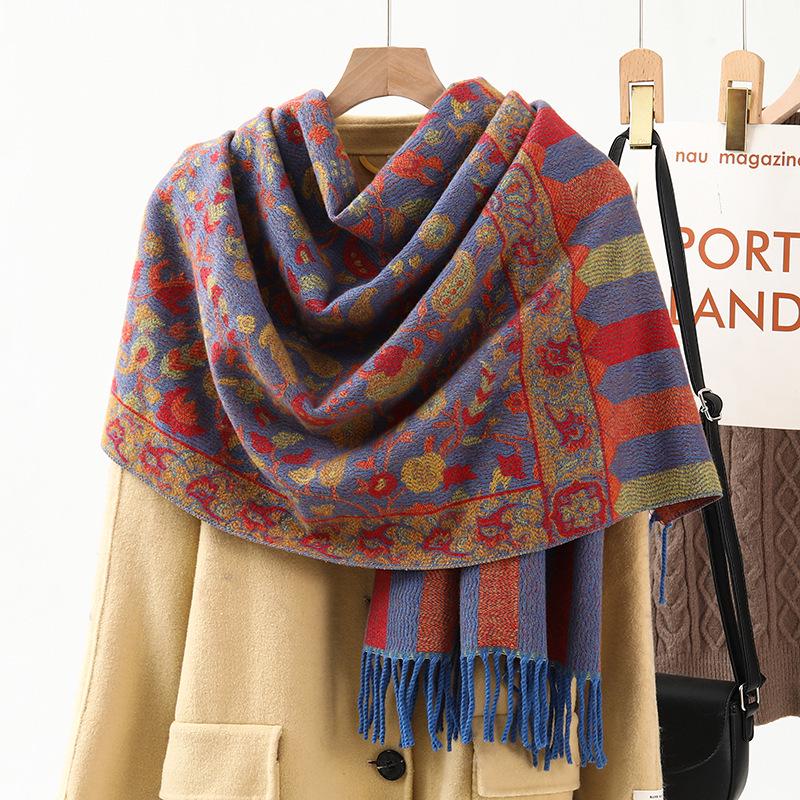 2026 Ethnic Style Faux Cashmere Jacquard Scarf - Women s High-End Winter Shawl 188*65 cm