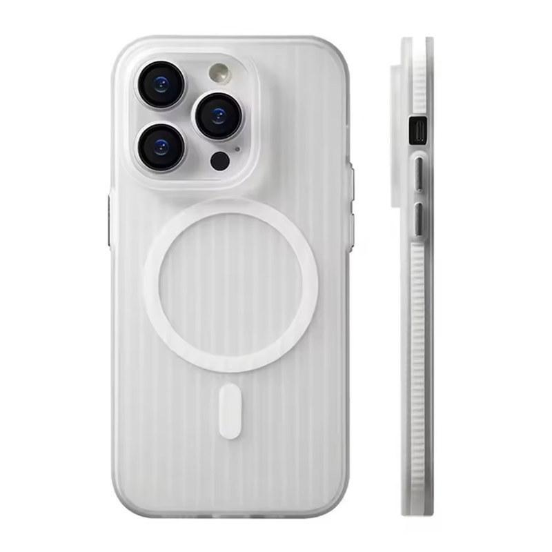 Corrugated Pattern For Magsafe Magnetic Wireless Charge Case For iPhone 15 14 13 12 16ProMax Non-slip Bumper Hard PC Matte Cover