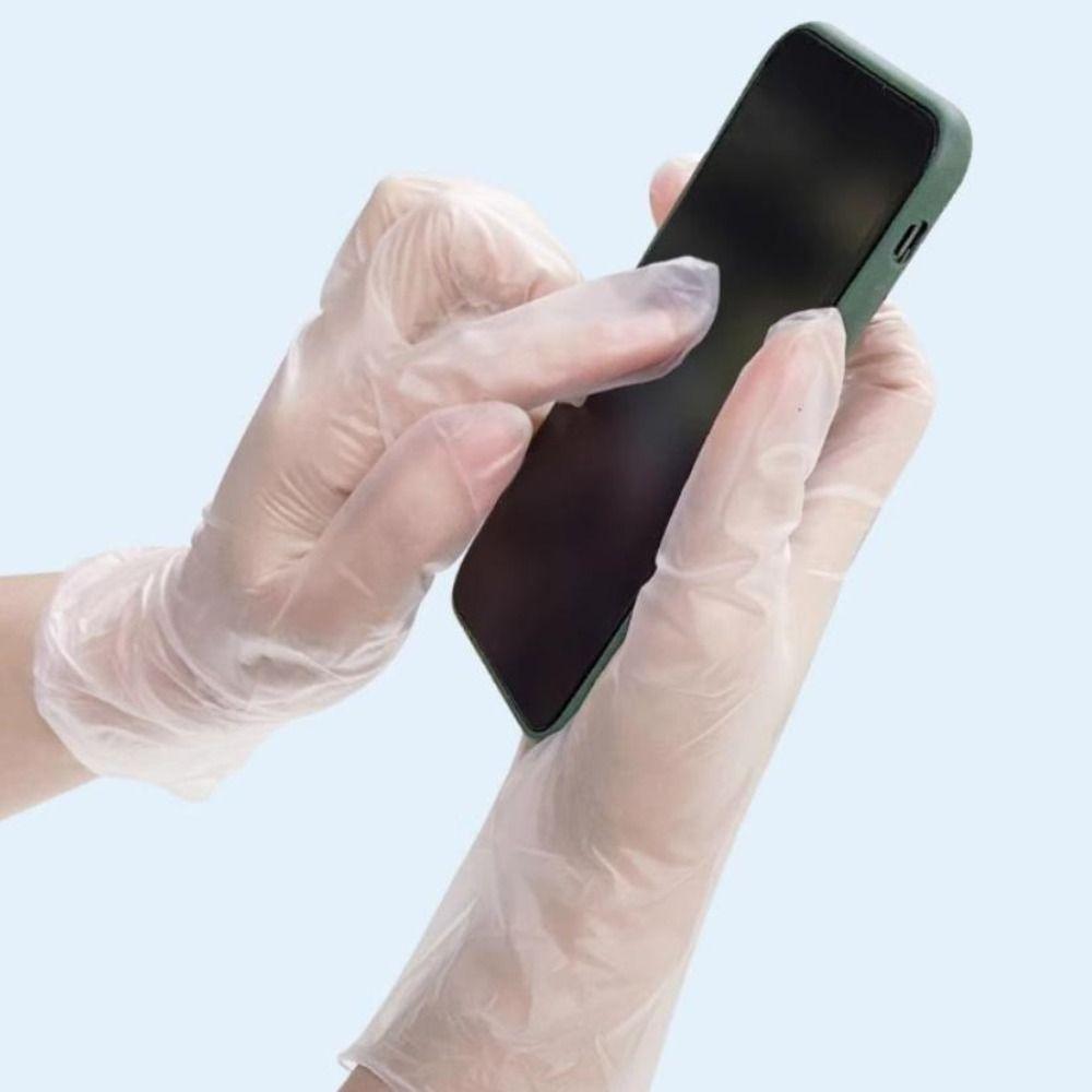 100Pcs Transparent Disposable Gloves PVC Thick And Durable Cleaning Gloves Flexible Touch Comfortable Fit Plastic Gloves
