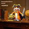 Pirate Cat Building Set with Treasure & Hat for Adults, Compatible with Lego Animal Caribbean Captain Orange Model Kit Collection for Adults - 1424PCS