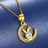 Moon Rabbit Gold Pendant Necklace: Year of the Rabbit Guardian Gift for Girlfriend