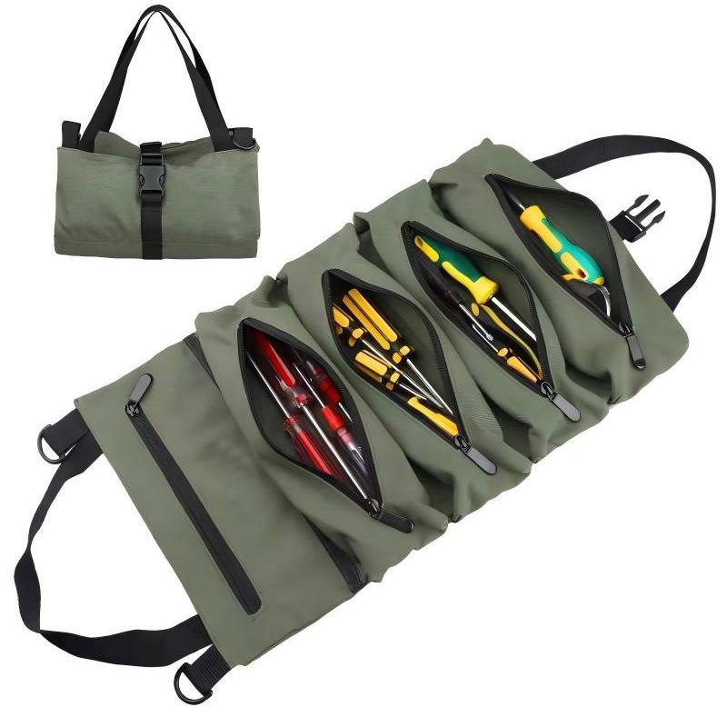 Tool Roll Up Pouch, Tool Roll, Heavt Duty Tool Organizer Portable Tool Storage Bags Waterproof Oxford Cloth-Zipper Pouch For Men
