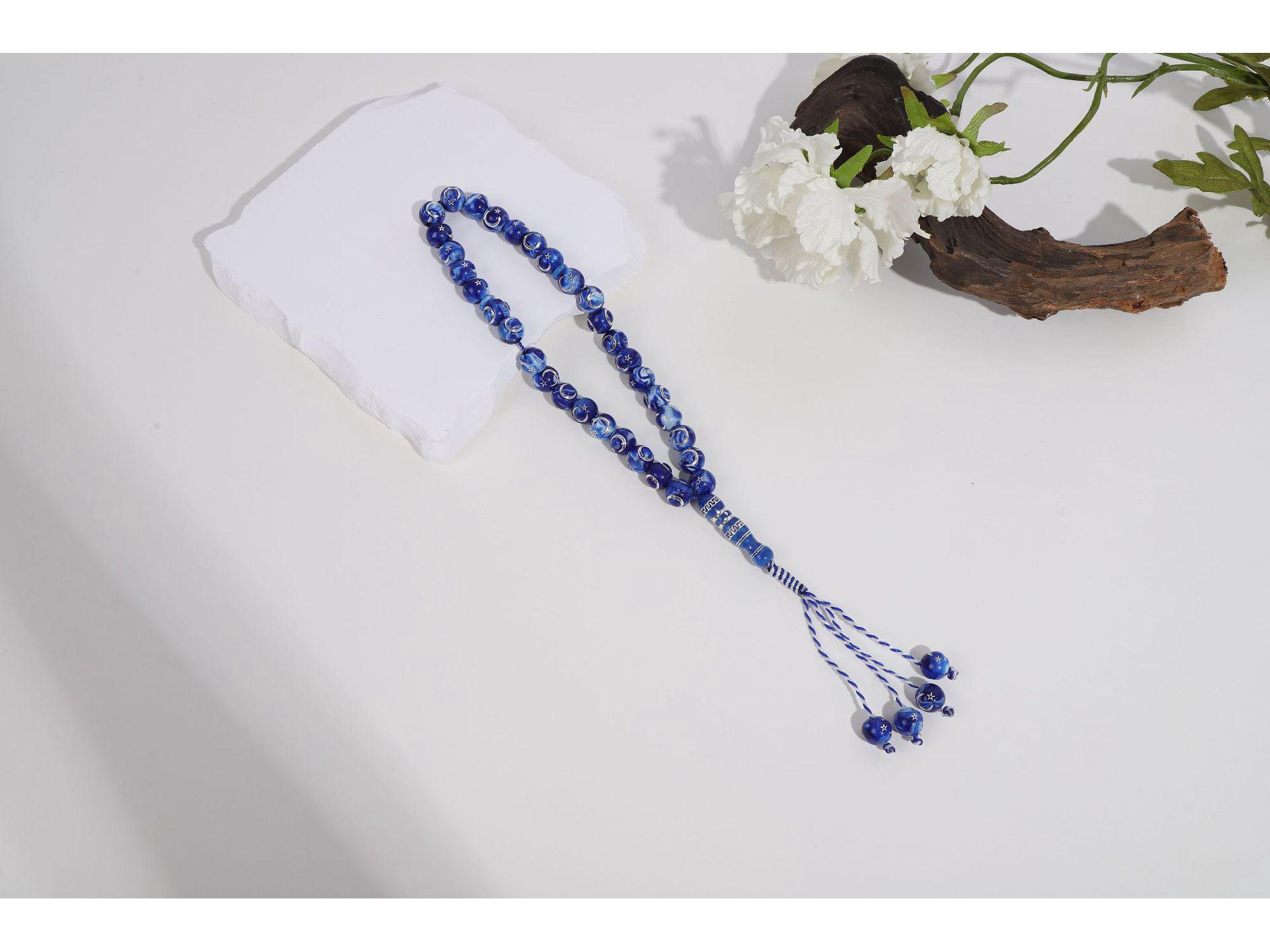 

Янтарный стиль тасбих-браслет из 33 бусин: Кристальные молитвенные бусины ручной работы для мусульман