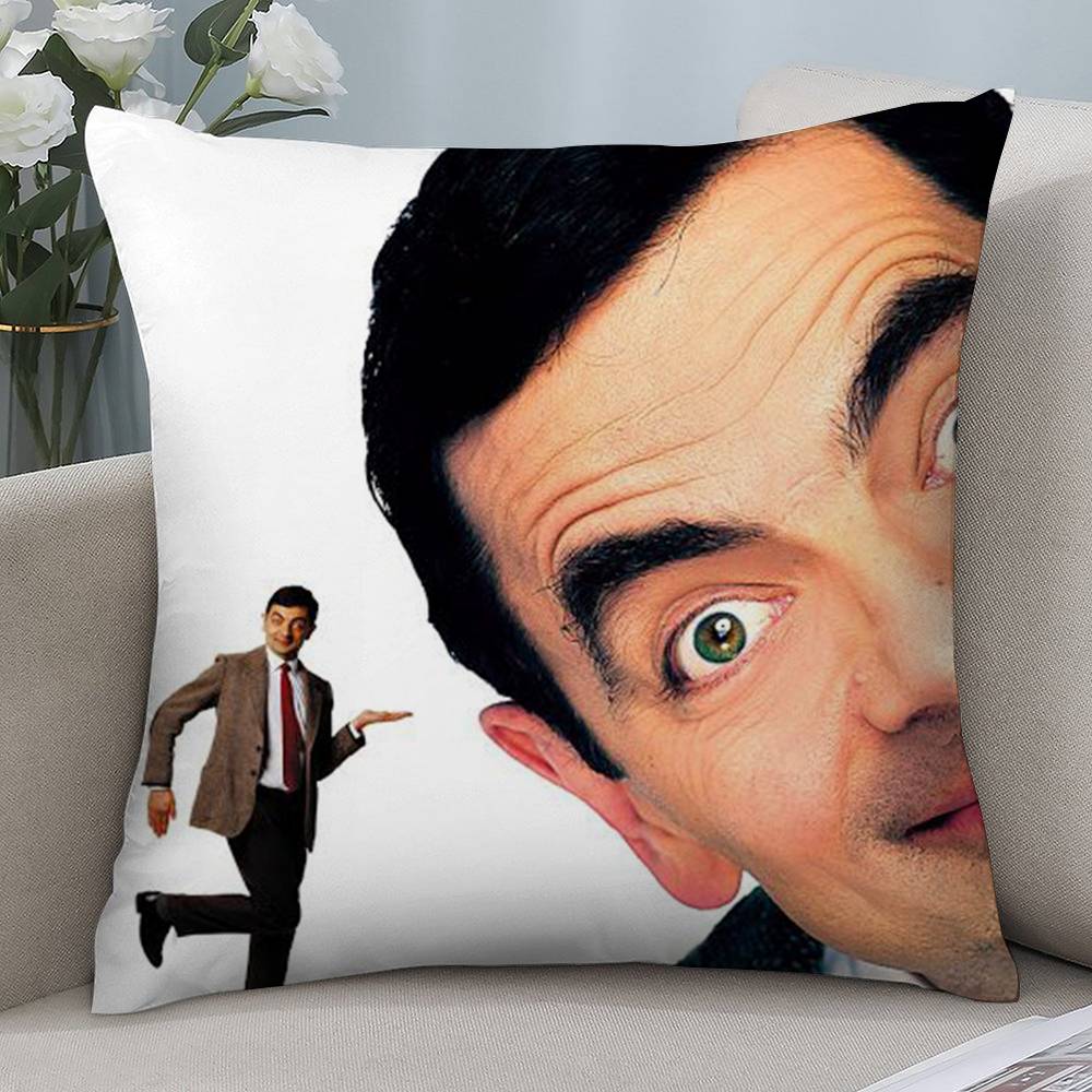 Vtipný obliečka na vankúš Mr. Bean Krátky plyš Dvojstranná potlač Štvorcové poťahy na vankúše Dekoračný vankúš na pohovku do domácnosti