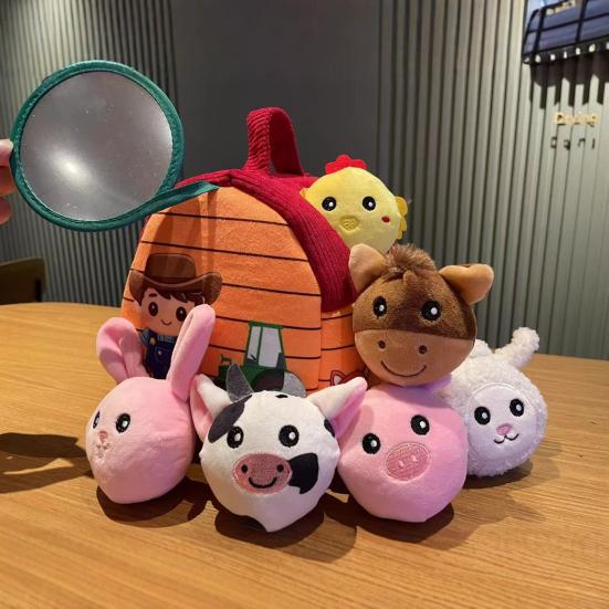 Baby Plush Farmhouse Toy Set with Stuffed Farm Animals Toddlers Boys